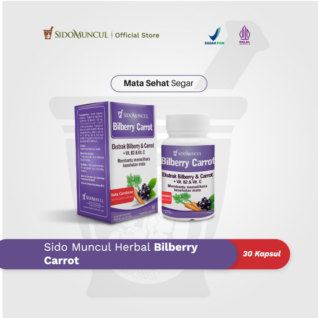 Sido Muncul Herbal Bilberry Carrot 30 Capsules - Healthy and Fresh Eyes