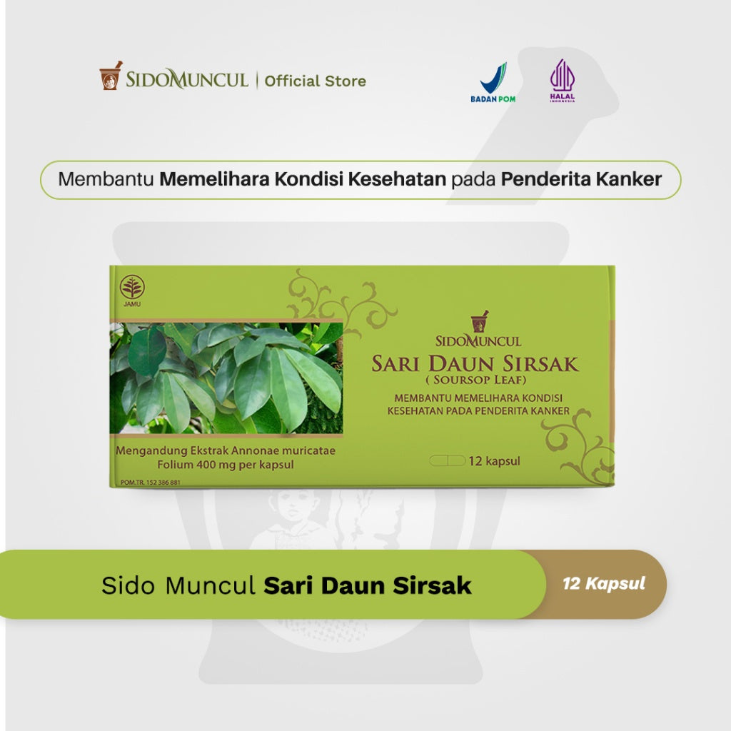Sido Muncul Sari Daun Sirsak Strip 12 Kapsul - Membantu Memelihara Kondisi Kesehatan pada Penderita Kanker