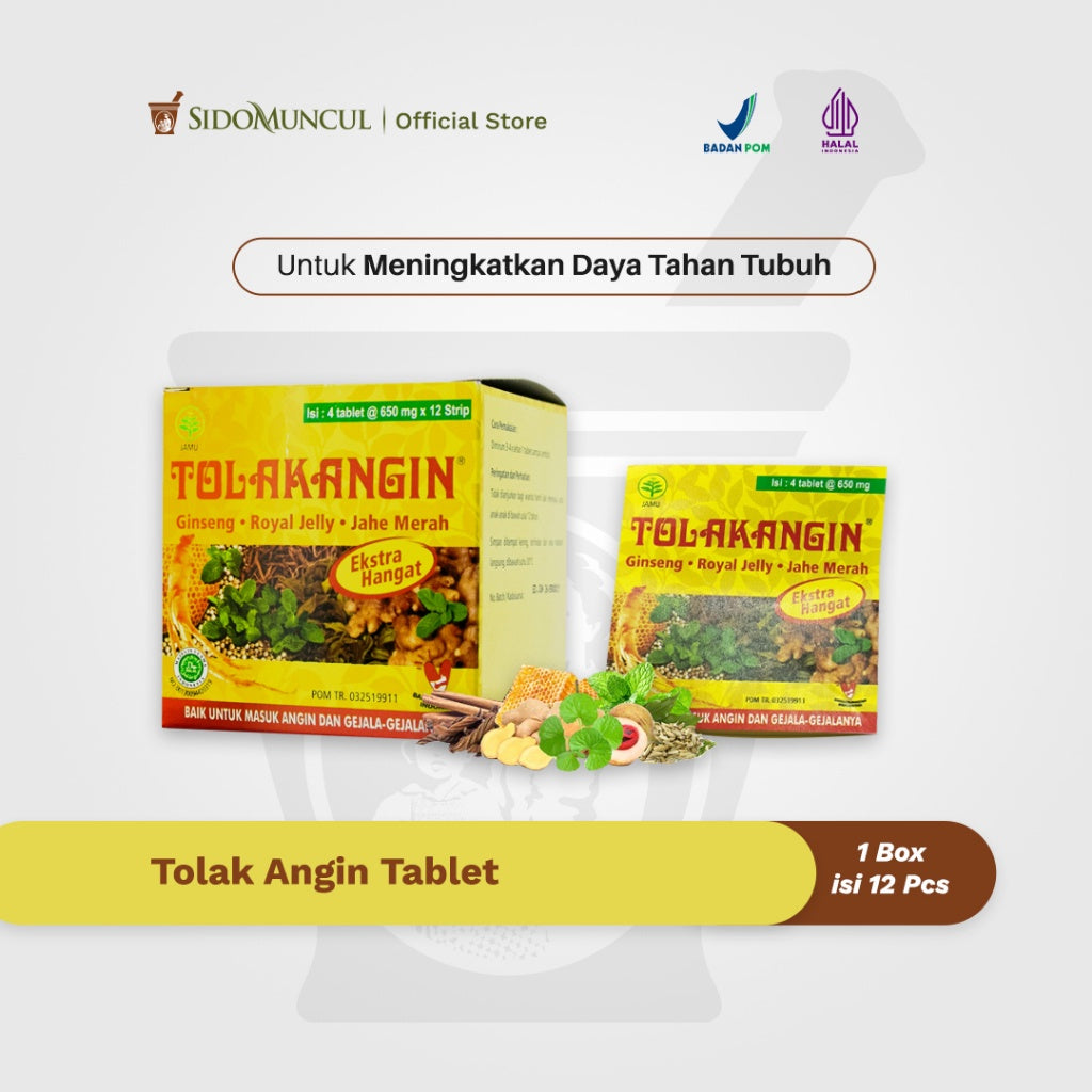 Tolak Angin Tablet Box of 12's Common Cold Bloating Stomach Relief of Breath