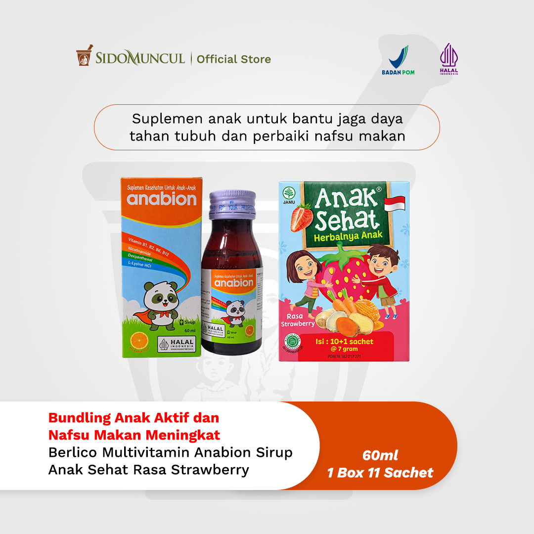 Active Child and Increased Appetite Bundle - Anabion Multivitamin Syrup Bottle 60ml + Anak Sehat 11 Sachets