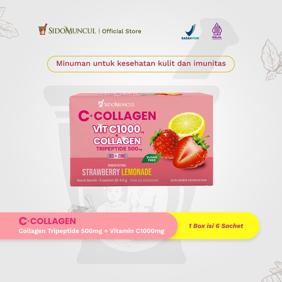 C+Collagen - Collagen Tripeptide 500mg + Vit C 1000mg Drink for Skin Health and Immunity