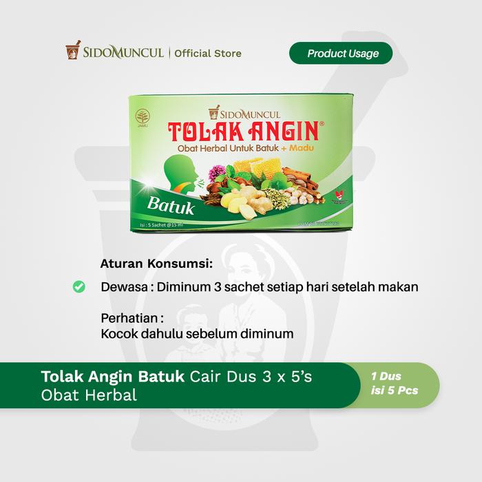Tolak Angin Batuk Liquid Box 3x5's - Helps Relieve Productive Cough and Soothes the Throat