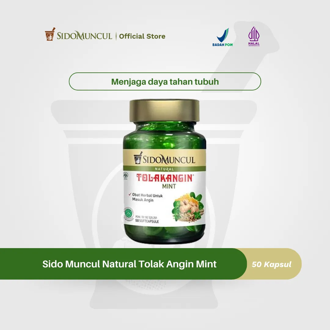 Sido Muncul Natural Tolak Angin Mint Soft Capsules, 50 Capsules