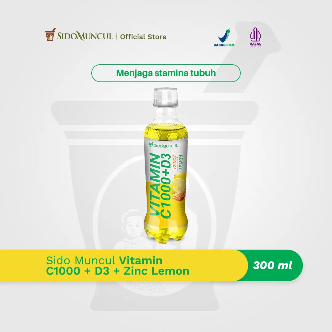 Sido Muncul Vitamin C1000 + D3 + Zinc Lemon 300ml - Immune Support