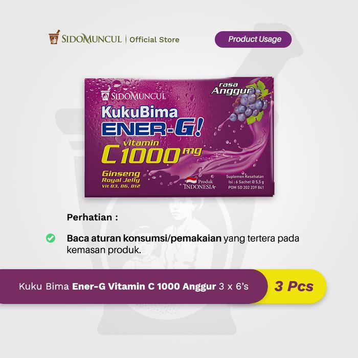 Kuku Bima Ener-G Vit C1000 Grape 3x6's - Vitamin Energy Drink