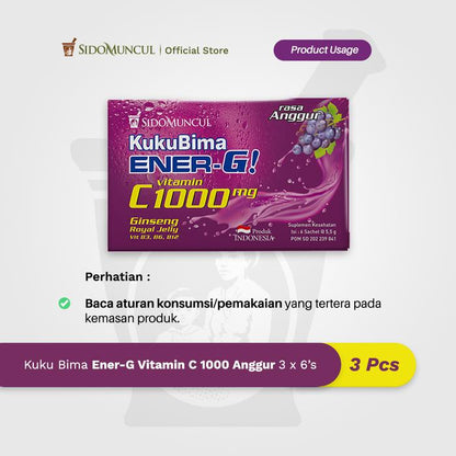 Kuku Bima Ener-G Vit C1000 Grape 3x6's - Vitamin Energy Drink