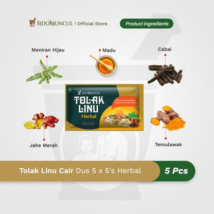 Tolak Linu Liquid Box of 5 x 5's Natural Herbal - Aches, Pains, and Joint Pain
