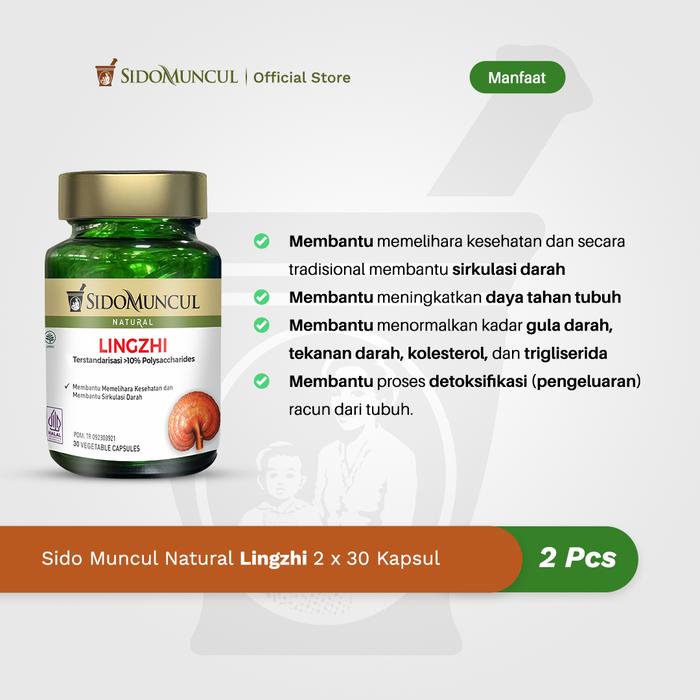 Twin Pack Sido Muncul Natural Herbal Lingzhi 30 Capsules - Helps Maintain Health and Traditionally Helps Blood Circulation