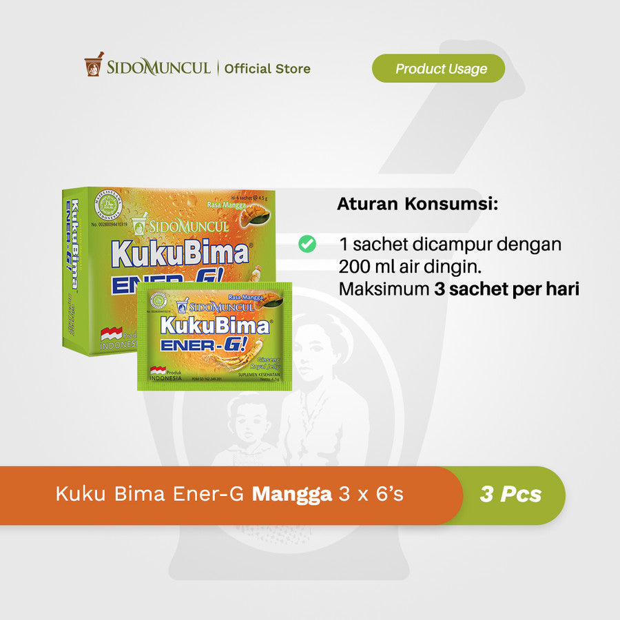 Kuku Bima Ener-G Mango 3x6's - Energy Drink for Stamina Boost