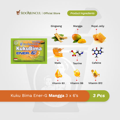 Kuku Bima Ener-G Mango 3x6's - Energy Drink for Stamina Boost