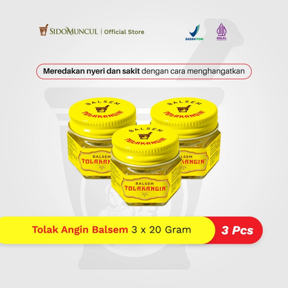 Tolak Angin Balm 3 × 20 g – Relieves Cold Symptoms, Nausea, and Muscle Pain