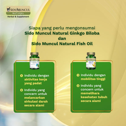 Paket Nutrisi Otak 2 - Sido Muncul Natural Ginkgo Biloba & Fish Oil