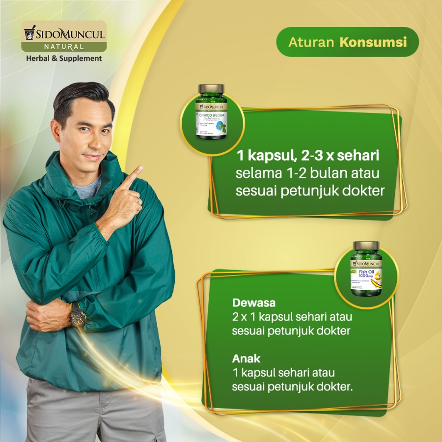 Paket Nutrisi Otak 2 - Sido Muncul Natural Ginkgo Biloba & Fish Oil