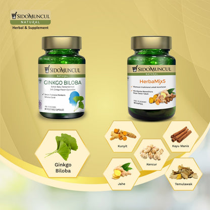 Paket Multi Proteksi 1 Sido Muncul Natural HerbaMix5 & Ginkgo Biloba
