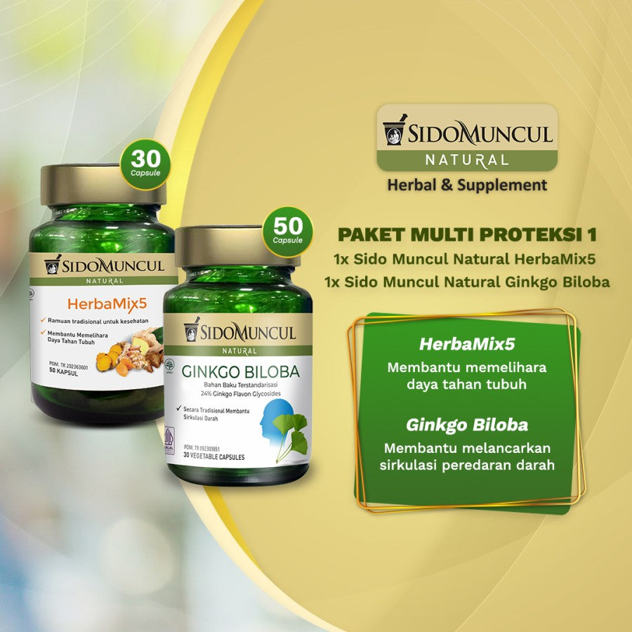 Paket Multi Proteksi 1 Sido Muncul Natural HerbaMix5 & Ginkgo Biloba