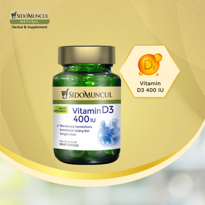 Twin Pack Sido Muncul Natural Vitamin D3 400 IU Soft Capsules, 50 Count