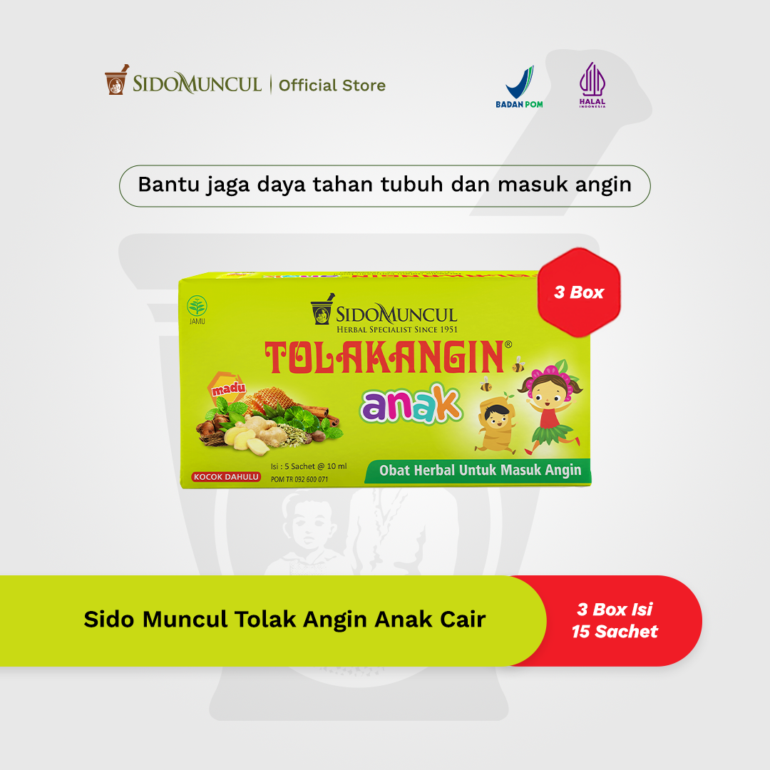 Tolak Angin Anak Cair Dus 3x5's Herbal- Masuk Angin Daya Tahan Tubuh