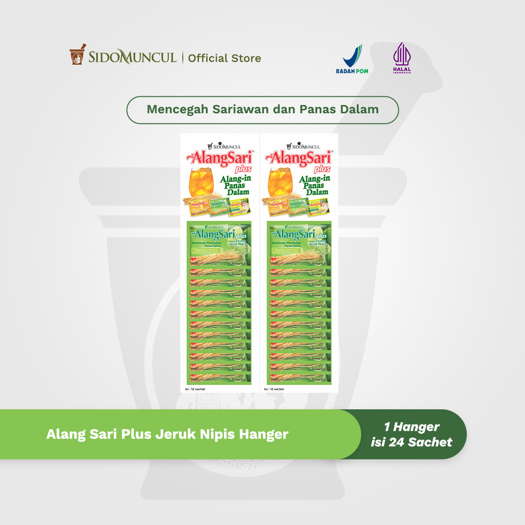Alang Sari Plus Jeruk Nipis 1 Renteng Isi 24 Sachet - Mencegah Sariawan & Panas Dalam Tenggorokan