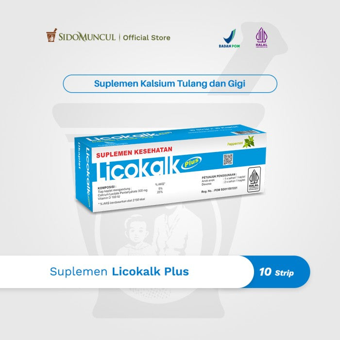 Berlico Licokalk Plus Vitamin D Magnesium (10 Strip) - Suplemen Kalsium Tulang dan Gigi