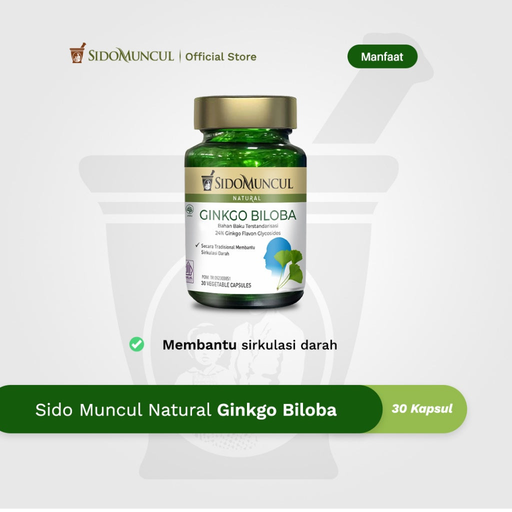 Sido Muncul Herbal Ginkgo Biloba 30 Capsules - Traditionally Used to Help Blood Circulation