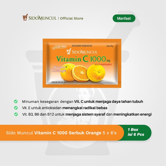 Sido Muncul Vitamin C 1000 mg Sweet Orange Pack (5 Packs)