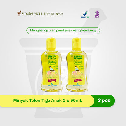 Tiga Anak Telon Oil 90 mL, Warms Babies’ Bloated Tummies (2 Bottles)