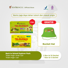 [FREE BUCKET HAT] Back to School Explorer Pack - Tolak Angin Anak Liquid Box 10 Sachets + Tolak Angin Liquid 5 Sachets