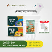 [FREE KAOS TENTREM] Bundling Sleep Teman Santai - Tolak Linu Sleep 4 Sachet + Tolak Linu Cair Dus 5 Sachet + Sido Muncul Tentrem Teh Tarik 6 Sachet