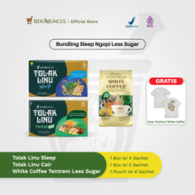 [FREE KAOS TENTREM] Bundling Sleep Ngopi Less Sugar -  Tolak Linu Sleep 4 Sachet + Tolak Linu Mint Cair Dus 5 Sachet + Sido Muncul White Coffee Tentrem Less Sugar 6 Sachet