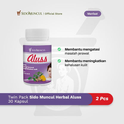 Twin Pack Sido Muncul Herbal Aluss, 30 Sachets – Smooth, Clear Skin, No Acne