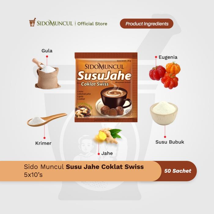 Sido Muncul Minuman Susu Jahe Coklat Swiss 5x10's - Menghangatkan Tubu