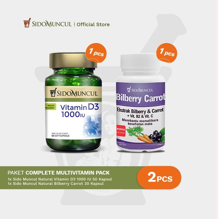 Complete Multivitamin Pack - Sido Muncul Bilberry Carrot +  D3 1000 IU
