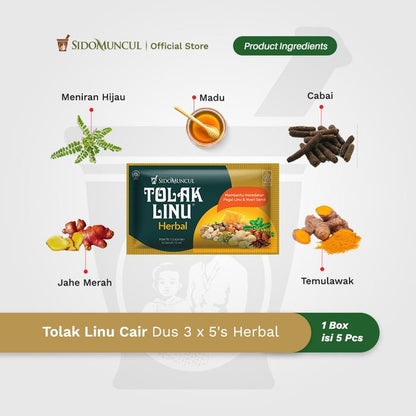 Tolak Linu Cair Dus 3x5's Herbal Alami - Pegal Linu Nyeri Sendi