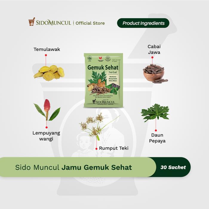 Sido Muncul Jamu Gemuk Sehat 30's - Herbal Memperbaiki Nafsu Makan