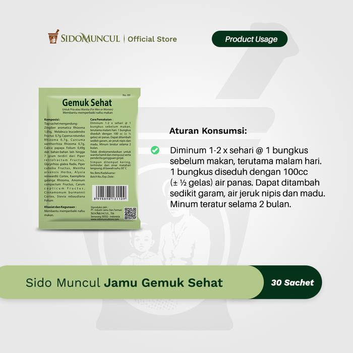 Sido Muncul Jamu Gemuk Sehat 30's - Herbal Memperbaiki Nafsu Makan