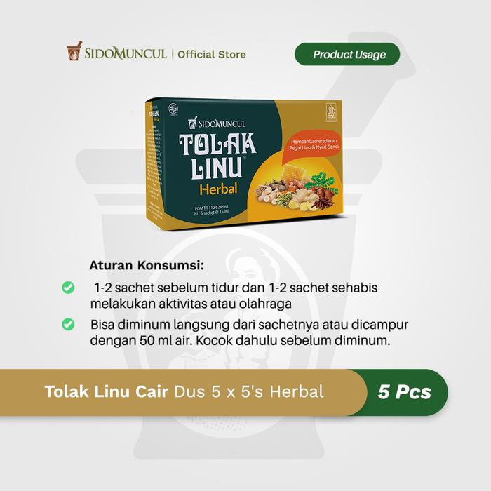 Tolak Linu Liquid Box of 5 x 5's Natural Herbal - Aches, Pains, and Joint Pain