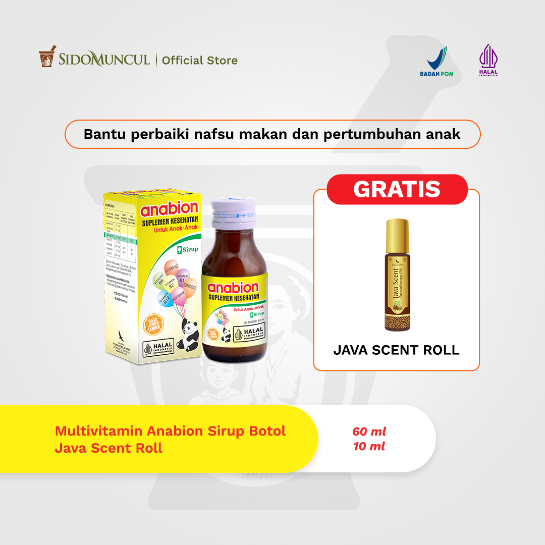 [FREE JAVA SCENT ROLL] Multivitamin Anabion Sirup Botol 60 ml - Penambah Nafsu Makan dan Pertumbuhan Anak