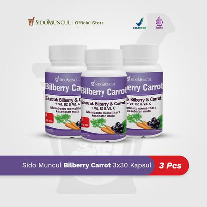 Sido Muncul Herbal Bilberry Carrot Triple Pack, 30 Capsules