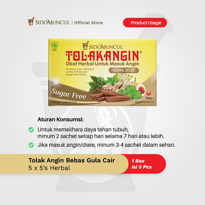 Tolak Angin Sugar Free Liquid 5 Sachets Herbal - Cold and Flu Relief