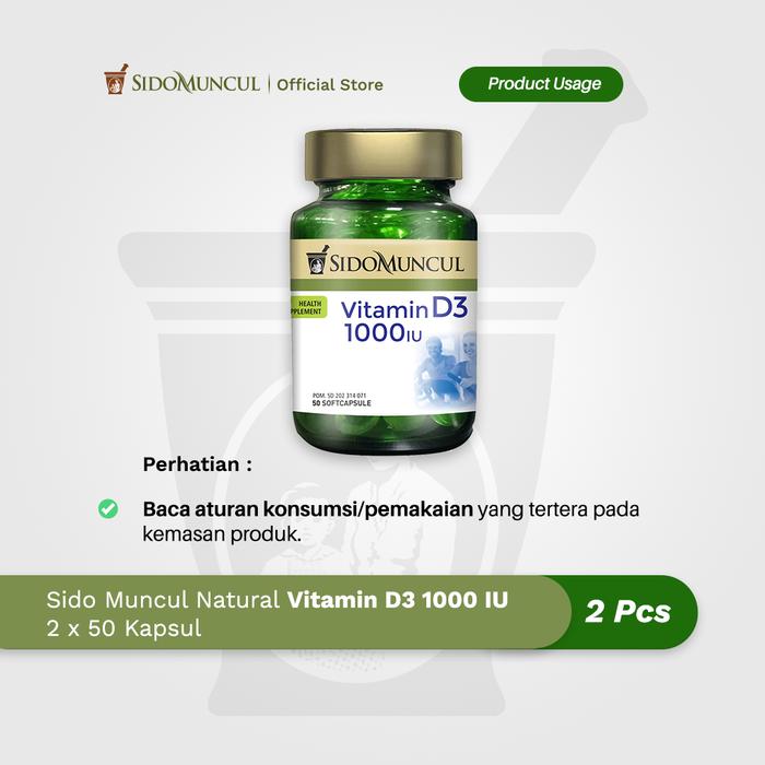 Sido Muncul Vitamin D3 1000 IU Kesehatan Tulang Kalsium Auto Imun 2x