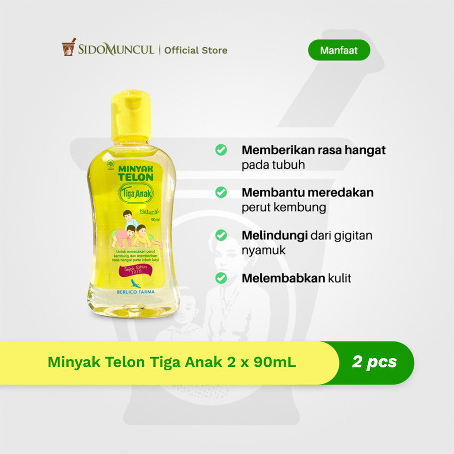 Tiga Anak Telon Oil 90 mL, Warms Babies’ Bloated Tummies (2 Bottles)