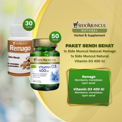 Healthy Joints Package - Sido Muncul Natural Remago + Vitamin D3 400 IU