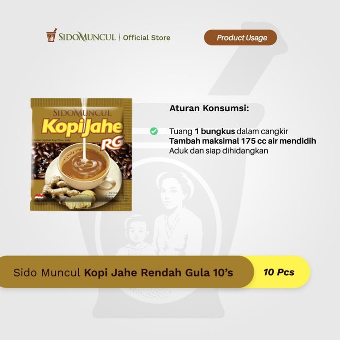 Sido Muncul Minuman Kopi Jahe Rendah Gula 10's - Menghangatkan Badan