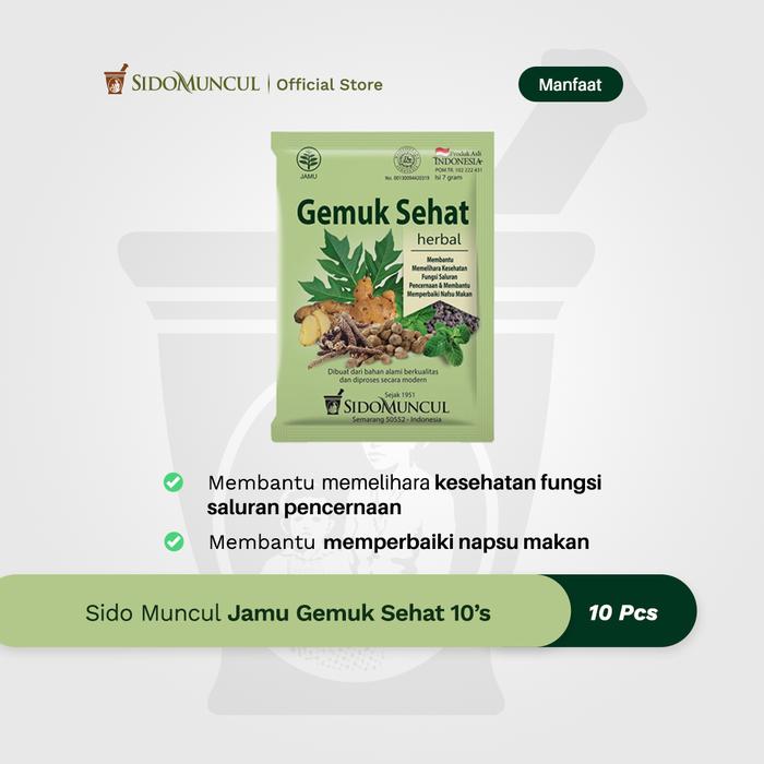 Sido Muncul Jamu Gemuk Sehat 10's - Herbal Memperbaiki Nafsu Makan