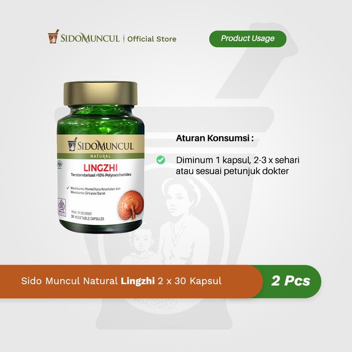 Twin Pack Sido Muncul Natural Herbal Lingzhi 30 Capsules - Helps Maintain Health and Traditionally Helps Blood Circulation