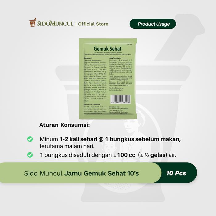Sido Muncul Jamu Gemuk Sehat 10's - Herbal Memperbaiki Nafsu Makan