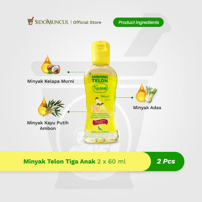 Tiga Anak Telon Oil 60 mL Warms Babies’ Bloated Tummies (2 bottles)