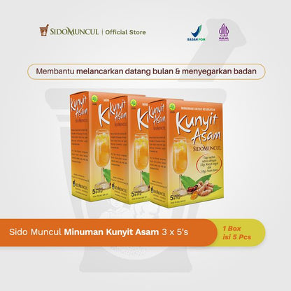 Sido Muncul Turmeric and Tamarind Drink, 3 x 5 sachets – Helps Promote Menstrual Flow