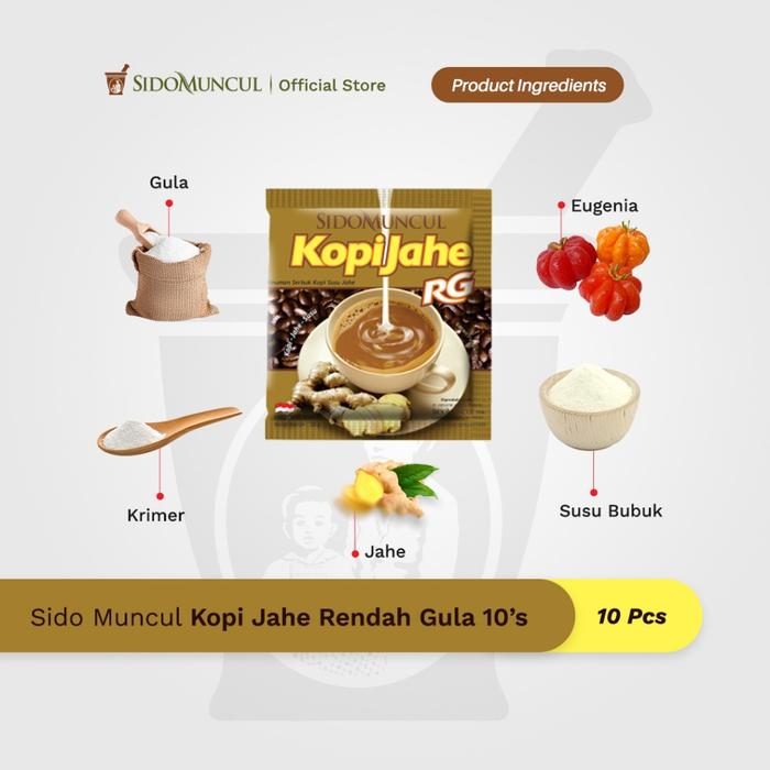 Sido Muncul Minuman Kopi Jahe Rendah Gula 10's - Menghangatkan Badan