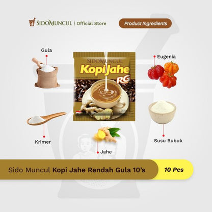 Sido Muncul Minuman Kopi Jahe Rendah Gula 10's - Menghangatkan Badan